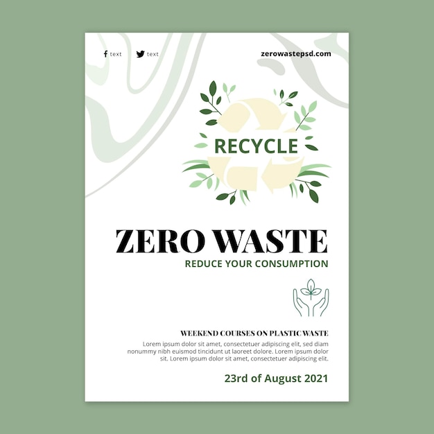 Vector gratuito plantilla de póster de desperdicio cero