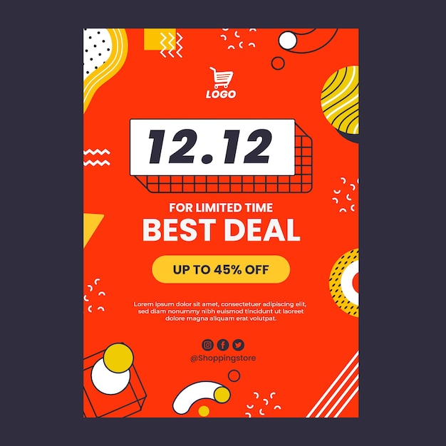 Vector gratuito plantilla de póster del día de compras 12.12