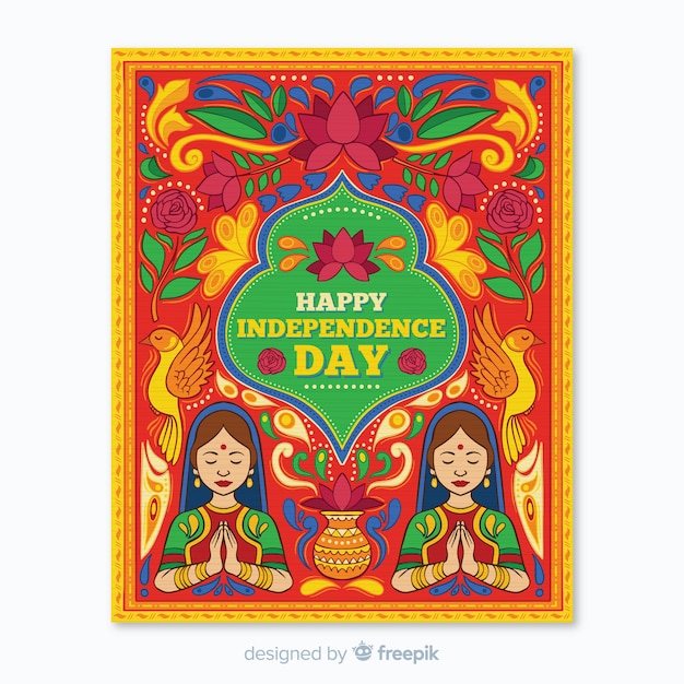 Plantilla de poster del dia de independencia de la india
