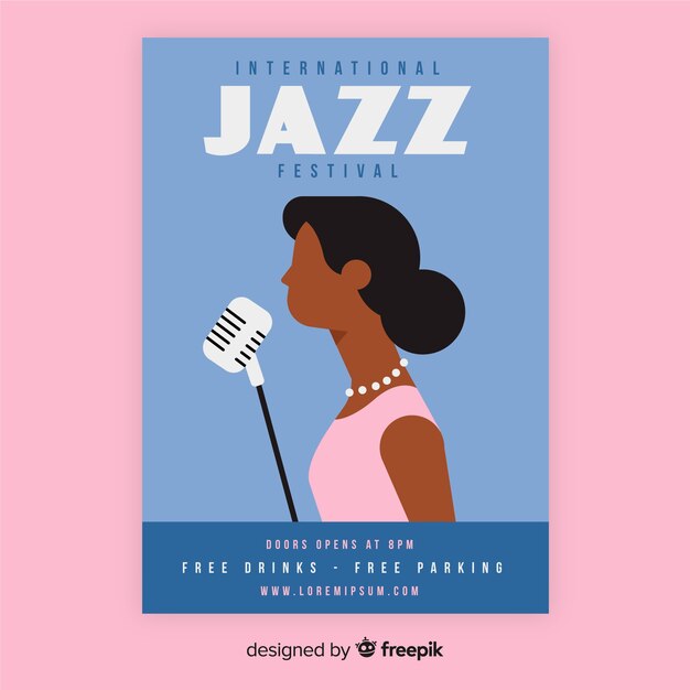 Plantilla de poster del día internacional del jazz en diseño plano