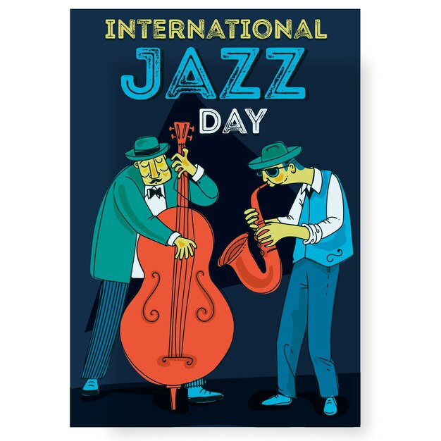 Plantilla de póster del día internacional del jazz de diseño plano