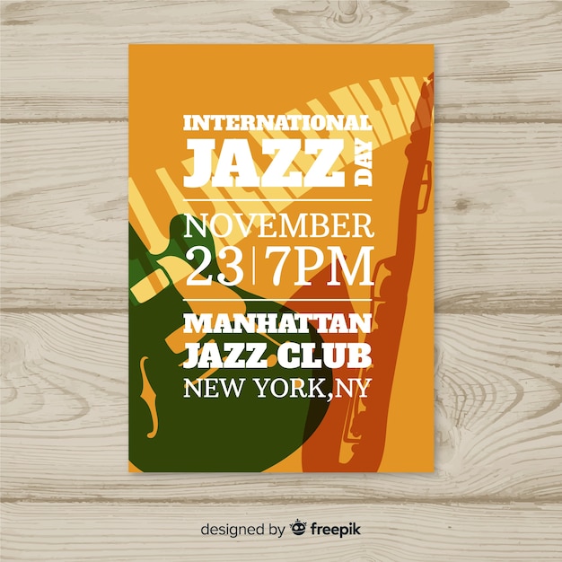 Vector gratuito plantilla de poster del día internacional del jazz