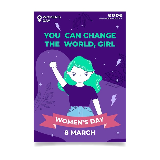 Vector gratuito plantilla de póster del día internacional de la mujer