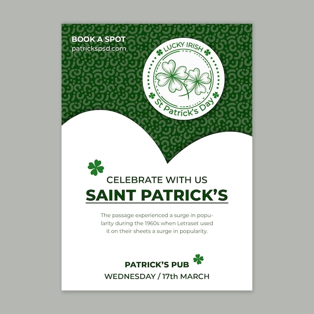 Vector gratuito plantilla de póster del día de san patricio