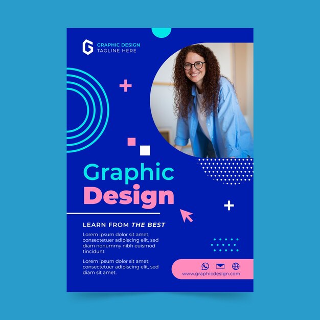 Plantilla de póster de diseñador gráfico de diseño plano