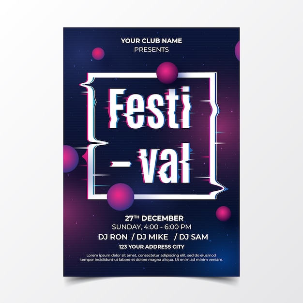 Vector gratuito plantilla de póster de diseño del festival