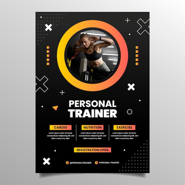 Plantilla de póster de entrenador personal degradado