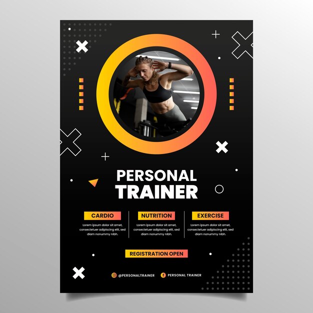 Plantilla de póster de entrenador personal degradado