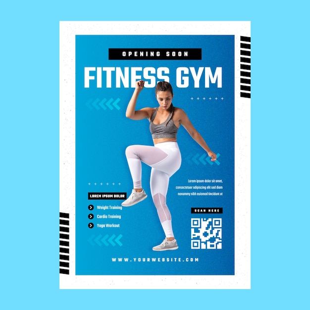 Vector gratuito plantilla de póster de entrenamiento de gimnasio fitness