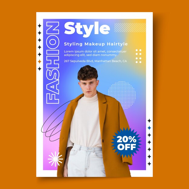Plantilla de póster de estilista de moda degradado