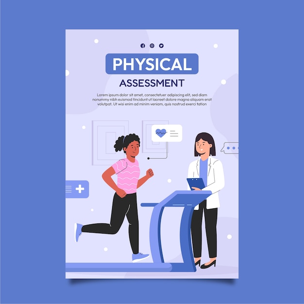 Plantilla de póster de evaluación física dibujada a mano