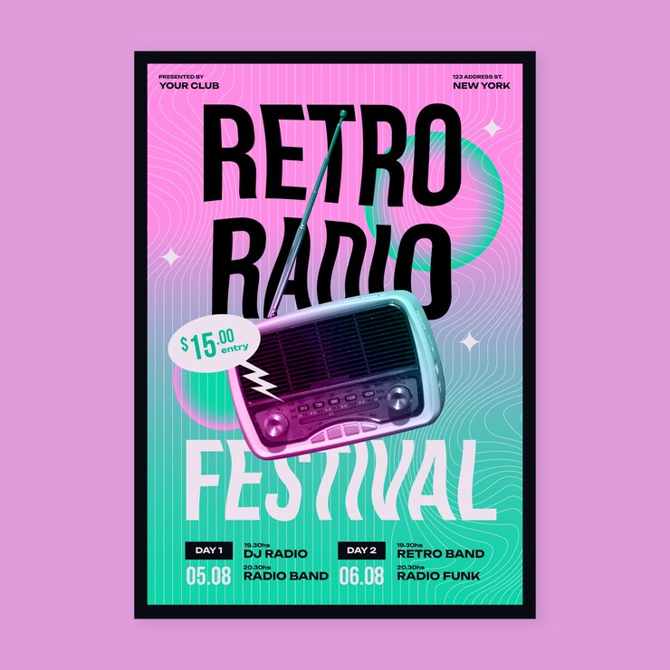 Vector gratuito plantilla de póster de evento degradado