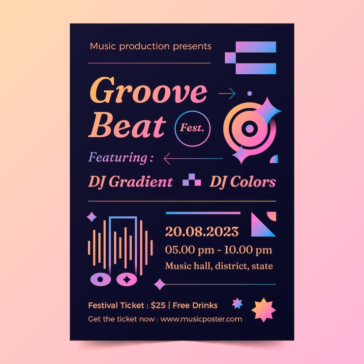 Vector gratuito plantilla de póster de evento degradado