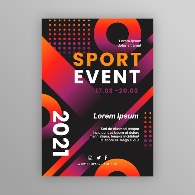 Vector gratuito plantilla de póster de evento deportivo punteado