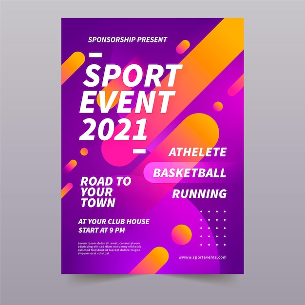 Vector gratuito plantilla de póster con evento deportivo