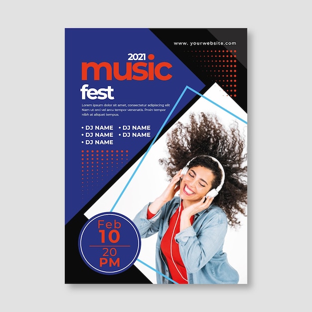Plantilla de póster de evento musical con foto