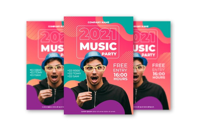 Plantilla de póster de evento musical con foto