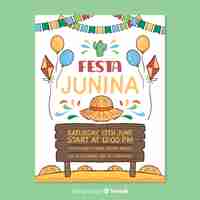 Vector gratuito plantilla de poster de festa junina dibujado a mano