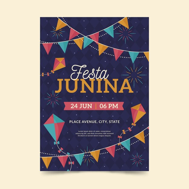 Plantilla de póster de festa junina