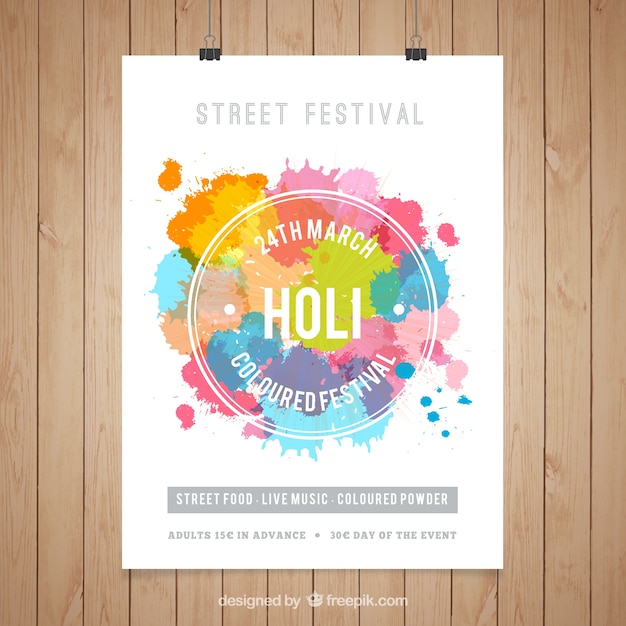 Vector gratuito plantilla de póster de festival holi