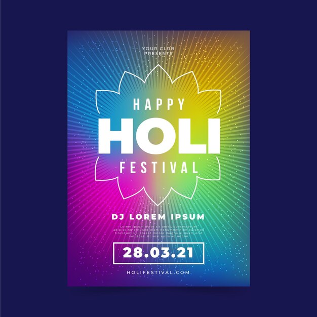 Vector gratuito plantilla de póster del festival holi