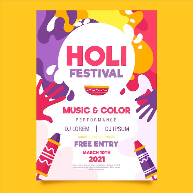 Plantilla de póster del festival holi