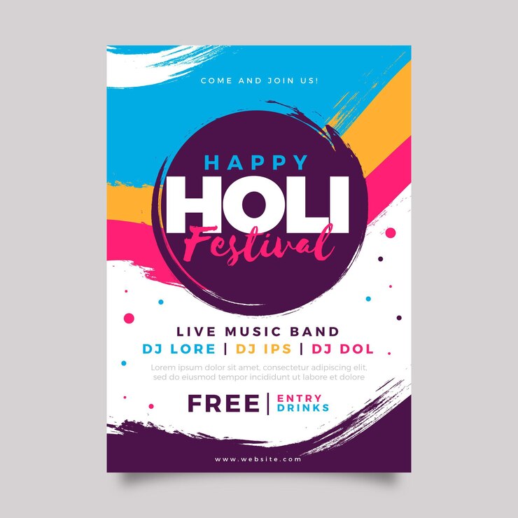 Vector gratuito plantilla de póster de festival holi