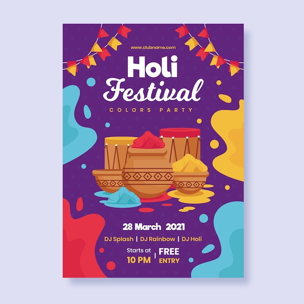 Plantilla de póster del festival holi