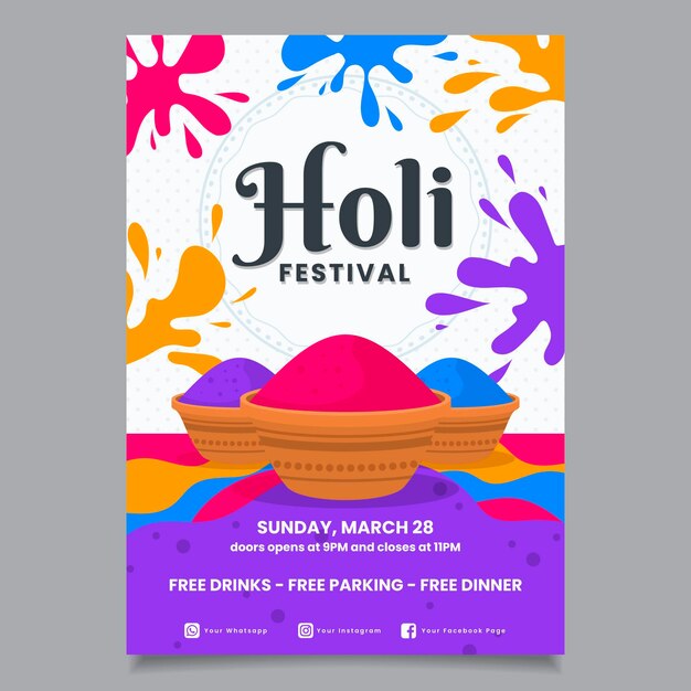 Plantilla de póster de Festival Holi