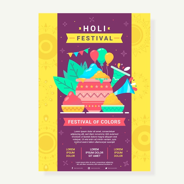 Vector gratuito plantilla de póster del festival holi