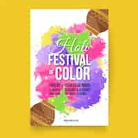 Vector gratuito plantilla de póster del festival holi