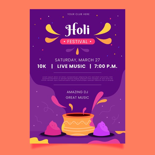 Plantilla de póster del festival holi