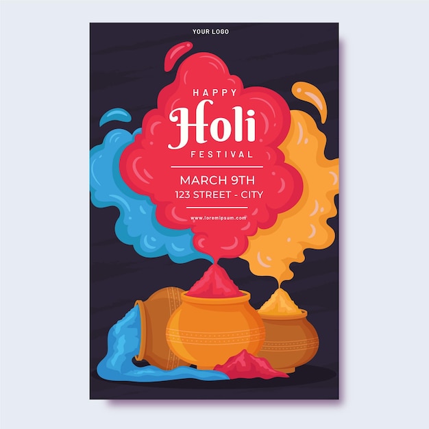 Plantilla de póster del festival holi