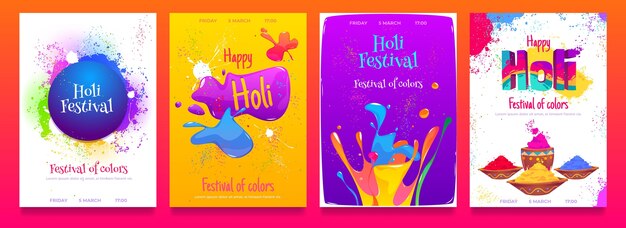 Vector gratuito plantilla de póster del festival holi