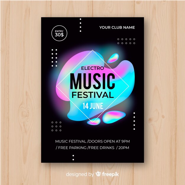 Plantilla de póster de festival de música abstracto