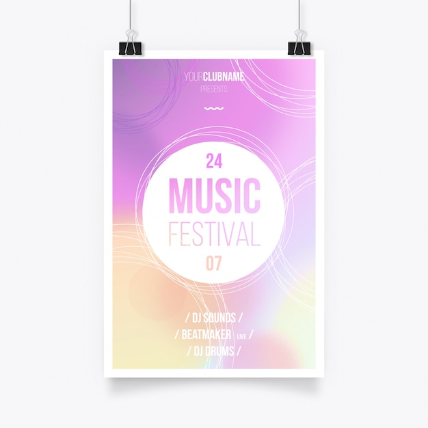 Vector gratuito plantilla de póster de festival de música colorida