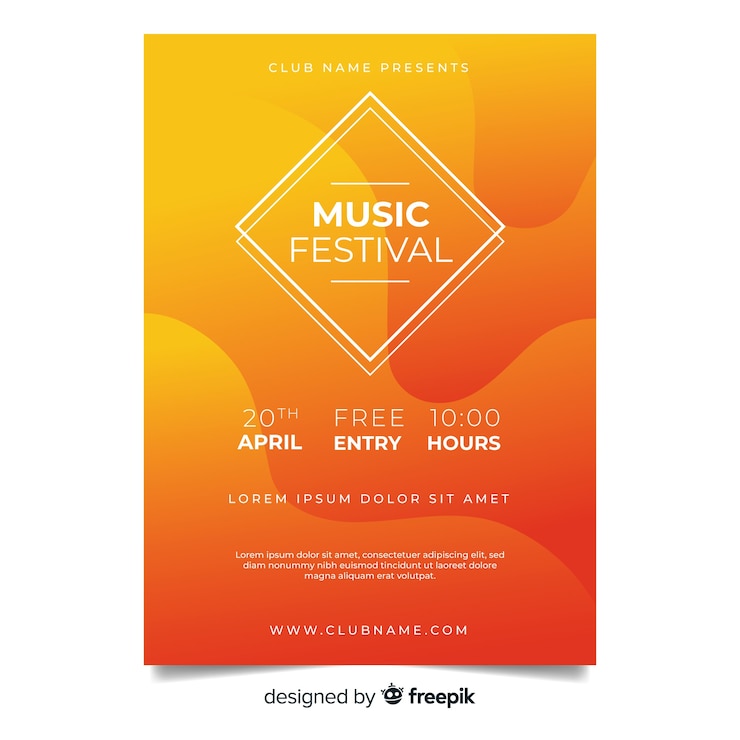 Vector gratuito plantilla de poster de festival de música con degradado