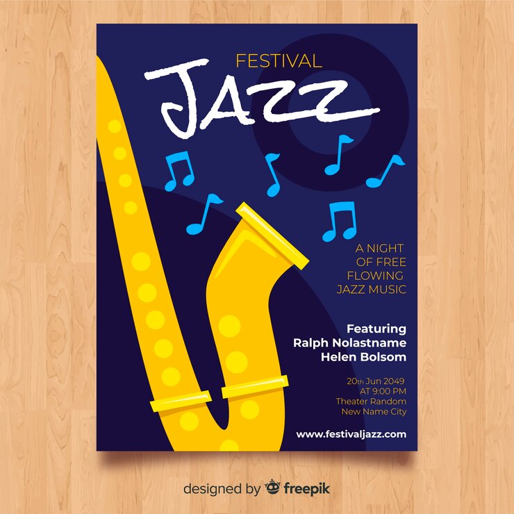 Vector gratuito plantilla de poster de festival de música dibujado a mano