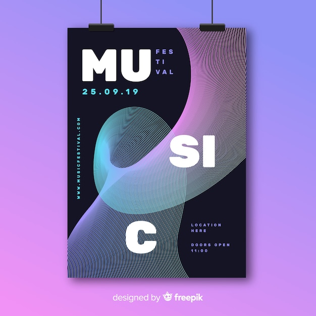 Plantilla de poster de festival de música electrónica