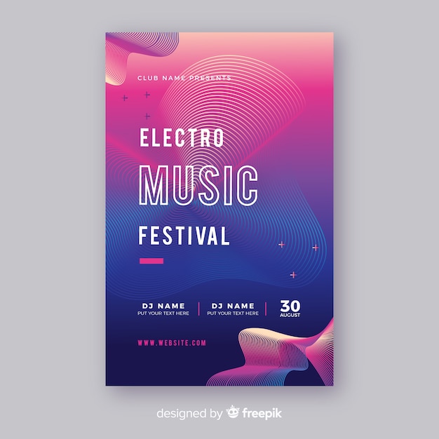 Plantilla de poster de festival de música electrónica