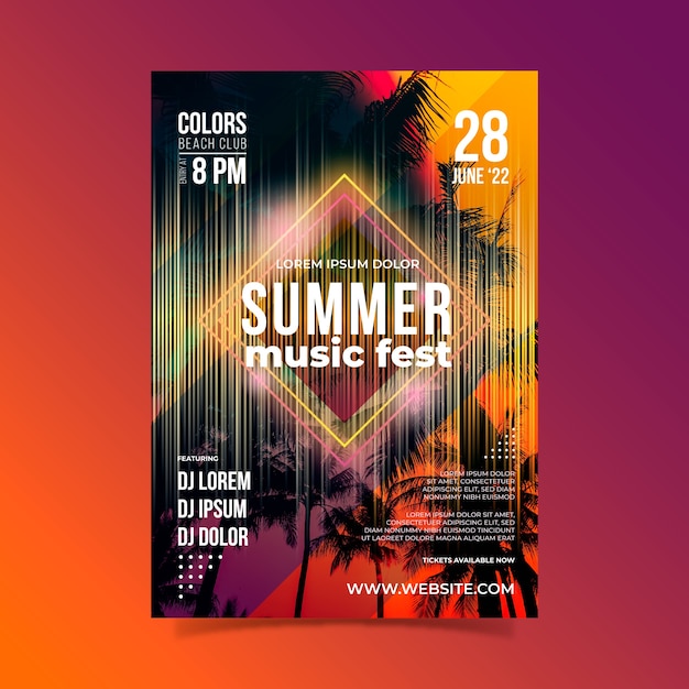 Plantilla de póster del festival de música de verano