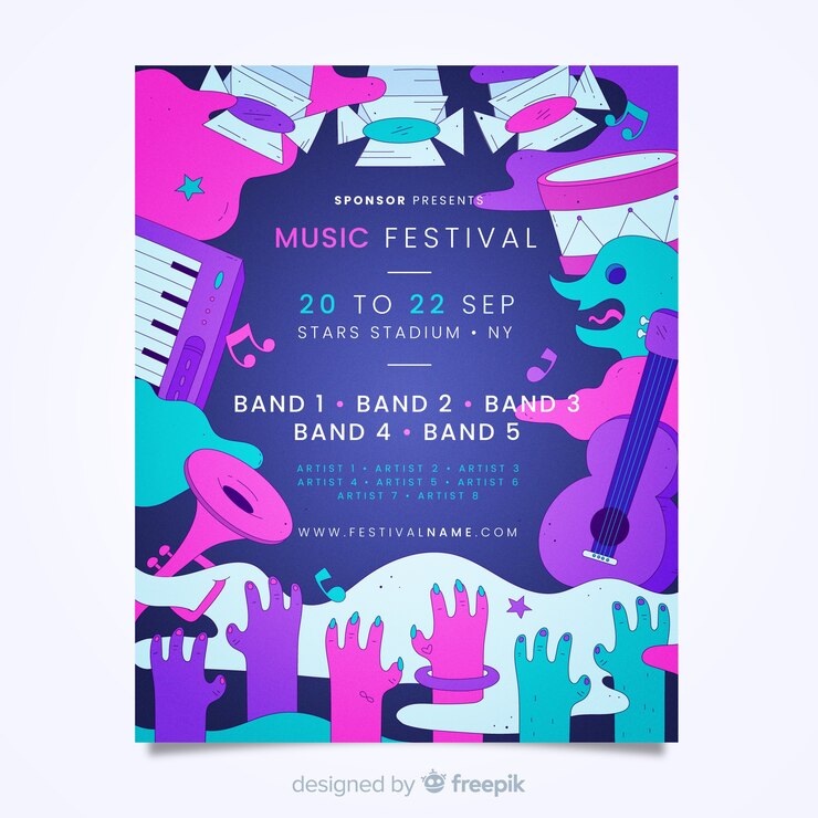 Vector gratuito plantilla de poster de festival de música
