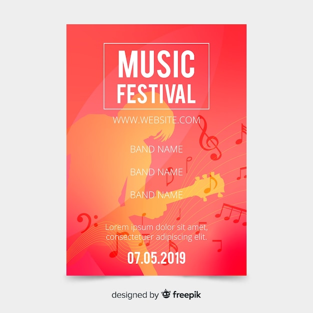 Plantilla de poster de festival de música