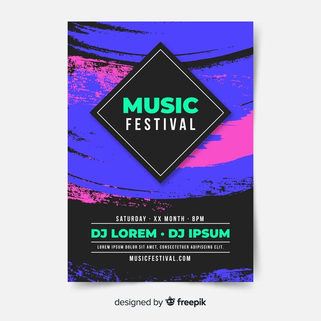Plantilla de poster de festival de música 