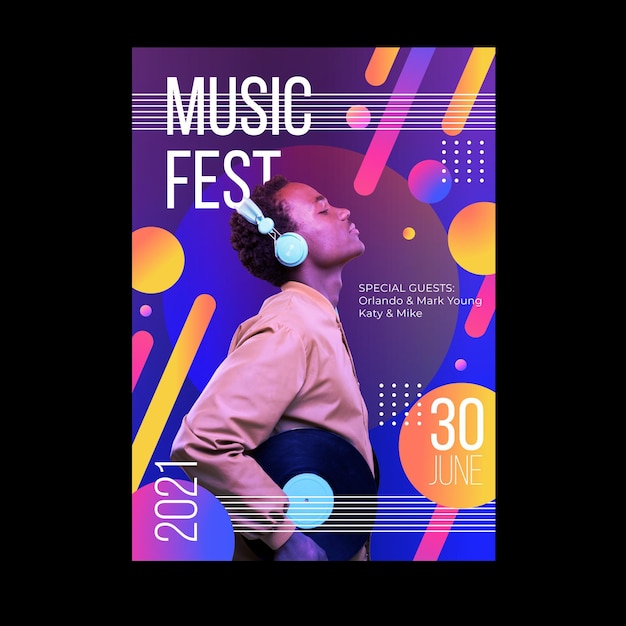 Plantilla de póster del festival de música