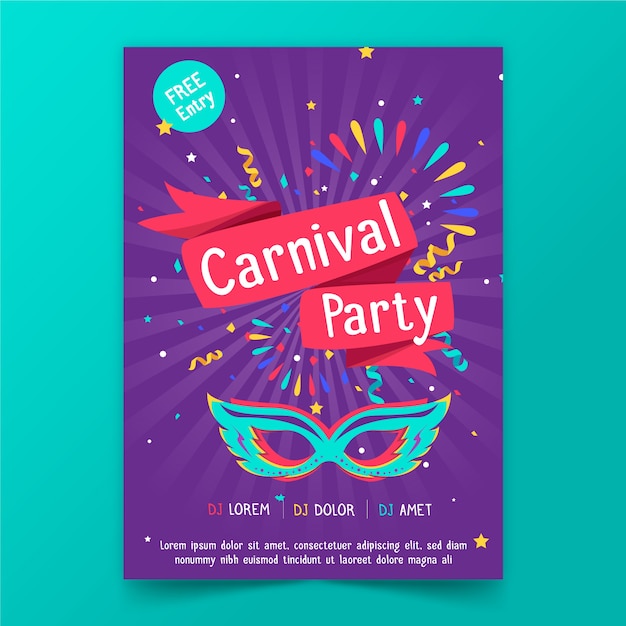 Plantilla de póster de fiesta de carnaval