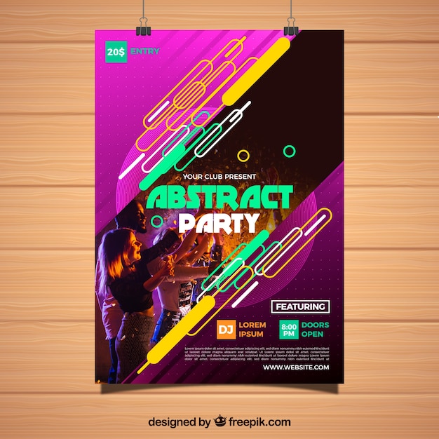 Vector gratuito plantilla de póster de fiesta con diseño abstracto