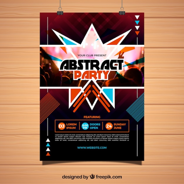 Plantilla de póster de fiesta con diseño abstracto