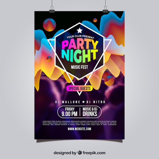 Plantilla de póster de fiesta con estilo abstracto