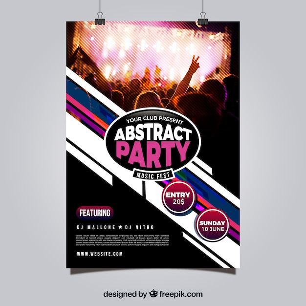 Plantilla de póster de fiesta con estilo abstracto